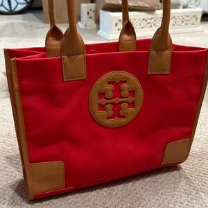 Tory Burch Red and Brown Tote Bag